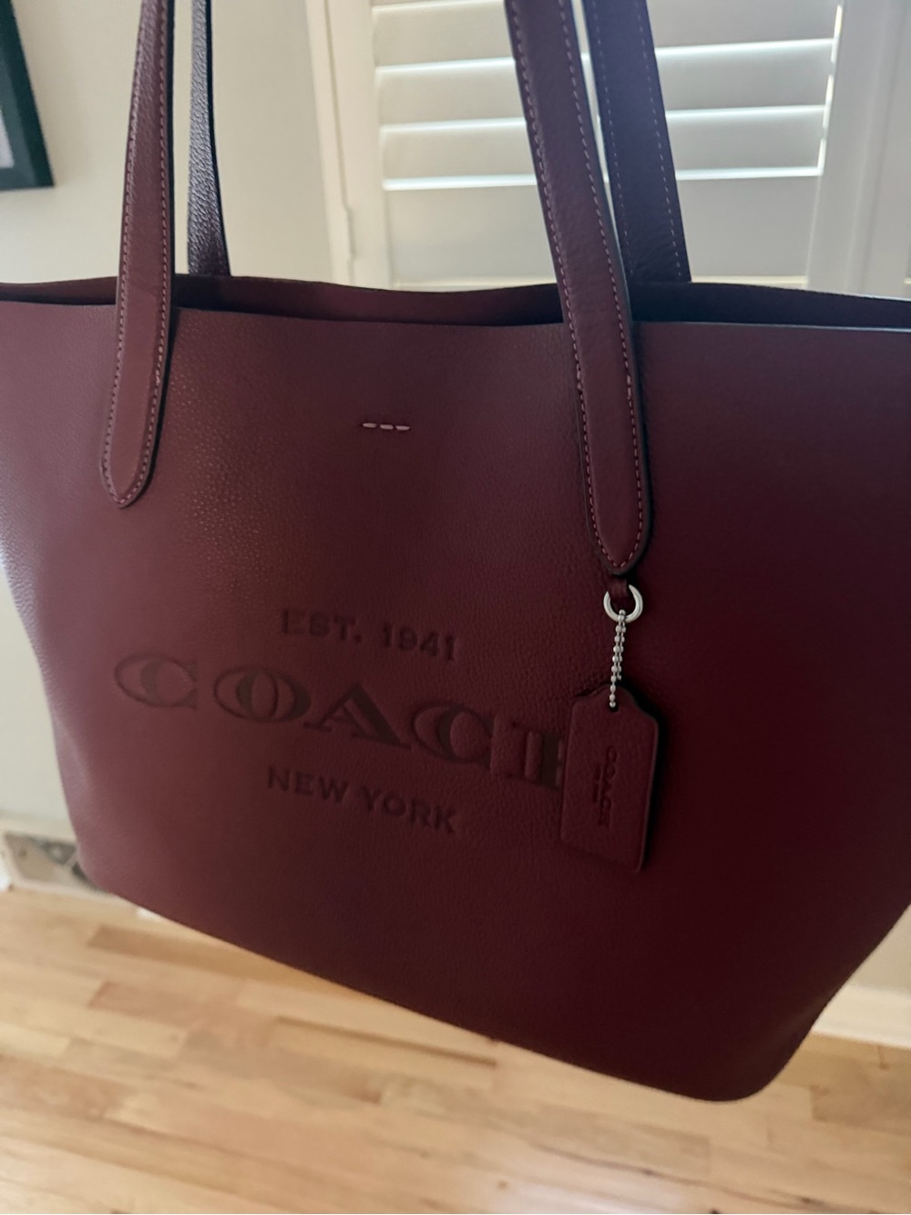 Coach Leather Tote Bag - Wine